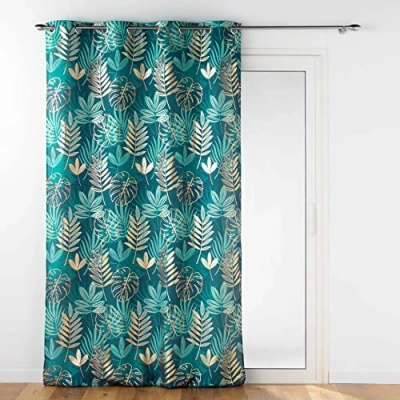 Abbildung von Douceur d&#039;Intérieur Ösenvorhang, 140 x 260 cm, Polyester, Bedruckt, Metall, Ornaella, Smaragd
