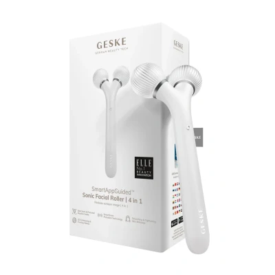 Abbildung von Geske SMARTAPPGUIDED Sonic Facial Roller 4 IN 1 Gesichtspflege Zubehör, Größe: One Size, White