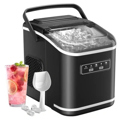 Abbildung von Eiswürfelmaschine, Acmeenjoy Eiswürfelbereiter Ice Maker 9 Eiswürfel in 6 8 Minuten, 12 KG 24 H, Selbstreinigende Eiswürfelmaschine Kleine für Küche, Büro, Bar und Party