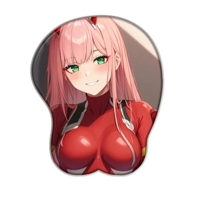 Abbildung von PUrar The Franxx Zero Two 3D Anime mit Handgelenkauflage Sexy Mauspad aus Silikon Ergonomisches Gel Schreibtischunterlage Gaming