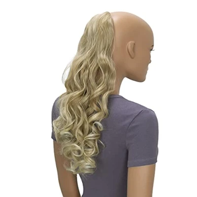 Abbildung von CAISHA 50cm Haarteil Ponytail Zopf Haarverlängerung Mit 2 Bändern Pferdeschwanz Lockig Hellblond Mix HC12 1