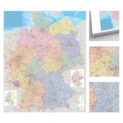Abbildung von Deutschland Organisationskarte zum Pinnen auf EasyPrint Platte, 80 x105 cm: Wandkarte