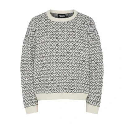 Abbildung von Pieces Pcnavi O NECK Strickpullover Cloud dancer/black, Damen, Größe: Medium, dancer/black