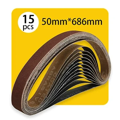 Abbildung von 50mm x 686mm Premium Schleifband Set 15 Stück, Körnung 80/120/150/240/400, für Bandschleifer