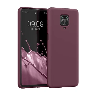 Abbildung von kwmobile Hülle kompatibel mit Xiaomi Redmi Note 9S / 9 Pro Max gummierte TPU Silikon Handyhülle Schutzhülle für kabelloses Laden Case in Bordeaux Violett