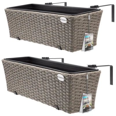 Abbildung von Casaria Blumenkasten, 2er Set 11 Liter Montagehalterung indoor outdoor Geländerkasten