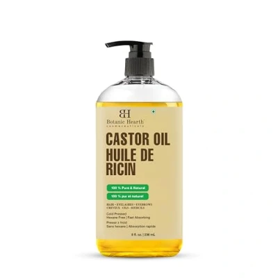 Abbildung von Botanic Hearth Rizinusöl, Bio zertifiziert, rein und ohne Hexan, kaltgepresst, Wachstum für Wimpern, Augenbrauen, Haare, 8 ml