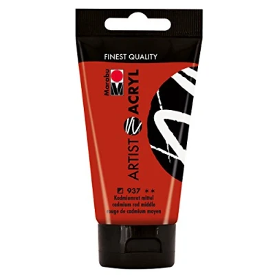 Abbildung von Marabu 12200002937 Artist Acryl kamiumrot mittel 75 ml, feine Acrylfarbe in Künstlerqualität, auf Wasserbasis, pastose Konsistenz, hoch pigmentiert, sehr gute Brillanz und Deckkraft