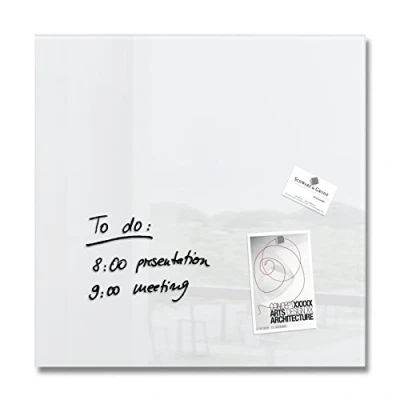 Abbildung von SIGEL GL111 Premium Glas Magnettafel 48 x cm super weiß hochglänzend, SGS geprüft, einfache Montage, incl. 3 Magnete, für Büro &amp; Küche, Artverum