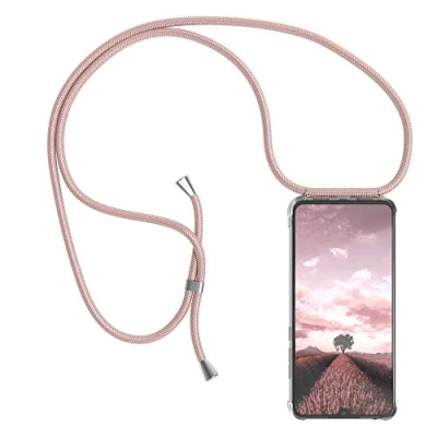 Abbildung von EAZY CASE Handykette kompatibel mit Xiaomi Mi 9 Lite Handyhülle Umhängeband, Handykordel Schutzhülle, Silikonhülle, Hülle Band, Stylische Kette für Smartphone, Rosé Gold