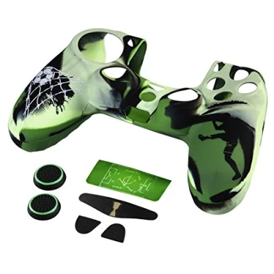 Abbildung von Hama Controller Hülle Silikon Zubehör Set für PS4 SLIM/PS4 PRO Controller, (Schutzhülle mit Thumbstick Kappen, Trigger Aufsätzen, Touchpad Schutzfolie, Sticker, Case, Fußball)
