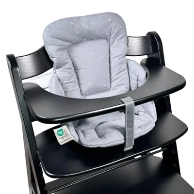 Abbildung von LaLoona Sitzverkleinerer für Hochstuhl Hauck Alpha und Beta weiches Baby Sitzpolster aus Baumwolle, OEKO TEX Standard 100 geprüft, hautfreundlich maschinenwaschbar Grau