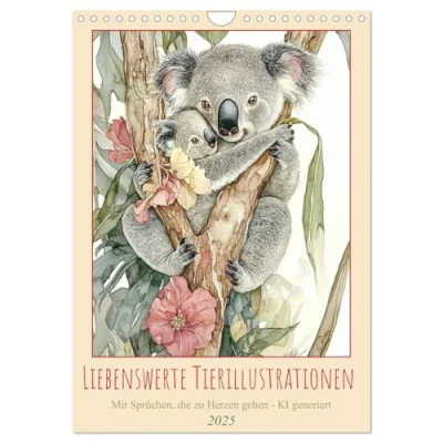 Abbildung von Liebenswerte Tierillustrationen (Wandkalender 2025 DIN A4 hoch), CALVENDO Monatskalender