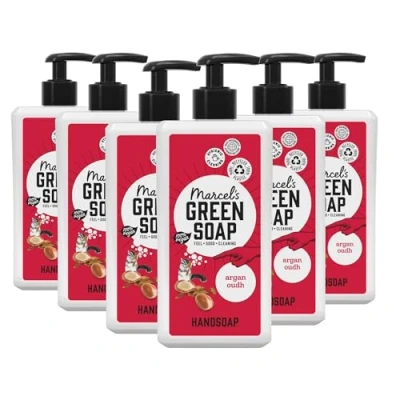 Abbildung von Marcel&#039;s Green Soap Handseife Argan &amp; Oudh Flüssigseife Spender 100% Umweltfreundlich Vegan 97% Biologisch abbaubar 6er Pack 500 ml