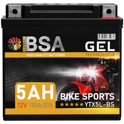 Abbildung von BSA YTX5L BS GEL Roller Batterie 12V 5Ah 110A/EN Motorradbatterie doppelte Lebensdauer entspricht 4 50412 CTX4L YT5L vorgeladen auslaufsicher wartungsfrei ersetzt 4Ah
