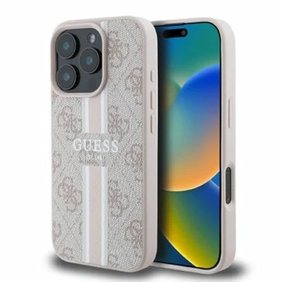 Abbildung von CG Mobile Guess GUHMP16XP4RPSP Hülle für iPhone 16 Pro Max 6.9&quot; Rosa hardcase 4G Printed Stripes