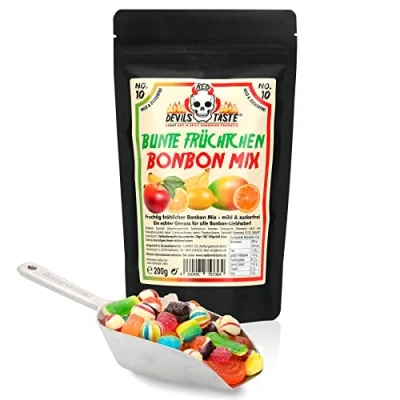 Abbildung von &quot;Bunte Früchtchen&quot; Bonbon Mix zuckerfrei 200g im ZIP Beutel RED DEVILS TASTE