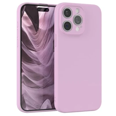 Abbildung von EAZY Case Silikonhülle für iPhone 15 Pro Max Hülle Silikon Violett weich stoßfeste Handyhülle Schutzhülle mit Kameraschutz Dünn Premium Schutz Cover TPU Phone Bumper Flieder
