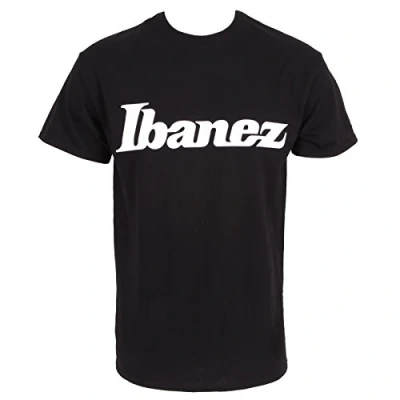 Abbildung von IBANEZ T Shirt in schwarz mit großem, weißen Logo auf der Brust (IBAT001S)
