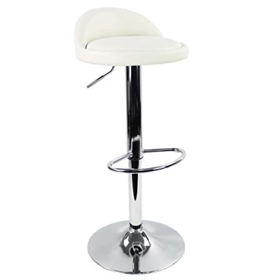 Abbildung von KKTONER Barhocker Tresenhocker höhenverstellbar 60 80cm mit Fußstütze PU Leder Weiß