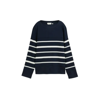 Abbildung von TOM Tailor Langarmshirt Sweatshirt, Damen, Größe: XS, Blue offwhite irregular stripe