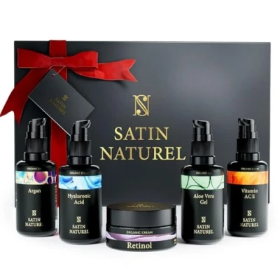 Abbildung von Satin Naturel BIO Antiaging Geschenkset Gesichtspflege MIT HYALURONSÄURE Antiaging, Damen, Größe: 150 ml, Transparent