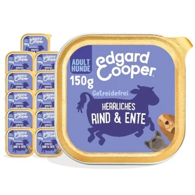 Abbildung von Edgard &amp; Cooper Nassfutter für Hunde, (Rind Ente, 150 x 11), Getreidefrei, natürliche Zutaten und frisches Fleisch, voller essentieller Aminosäuren
