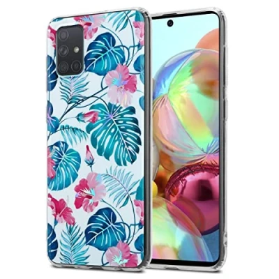 Abbildung von Cadorabo Hülle kompatibel mit Samsung Galaxy A71 4G Schutzhülle TPU Silikon Case Blumen Design Slim Kratzfest Weiche Gummi Rundumschutz für in Weiß