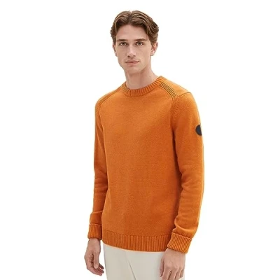 Abbildung von TOM Tailor MIT Rundhalsausschnitt Strickpullover, Herren, Größe: Large, Tomato cream orange melange