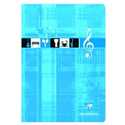 Abbildung von Clairefontaine 3114C Packung mit 10 Notenheften, ideal für Musikunterricht, DIN A4 21x29,7 cm, 24 Blatt, Systemen Linien, 90g, farbig sortiert, 1 Pack