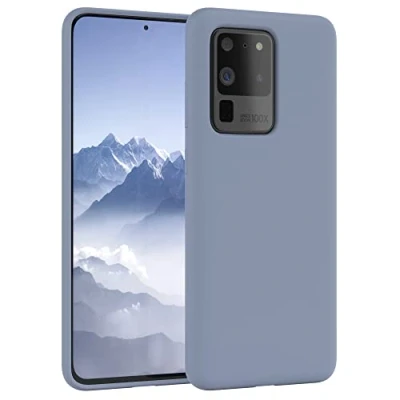 Abbildung von EAZY CASE Premium Silikon Handyhülle kompatibel mit Samsung Galaxy S20 Ultra / 5G, Slimcover Kameraschutz und Innenfutter, Silikonhülle, Schutzhülle, Bumper, Handy Case, Stahl Blau