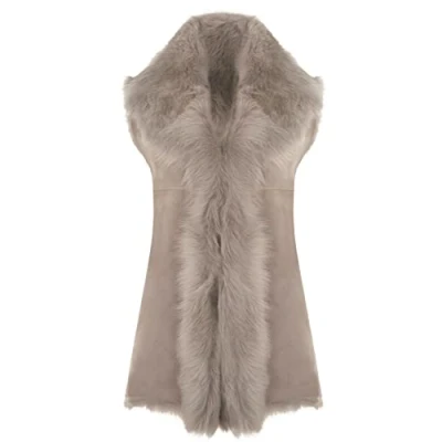 Abbildung von Infinity Leather Hellgraue Damen Weste aus Weichem Echtem Toscana Schaffell Leder