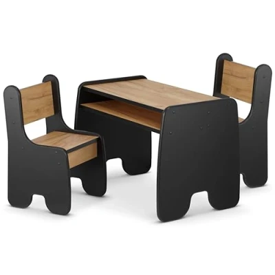 Abbildung von defiPad Stylisch und Stabile Kindertisch mit 2 Stühlen Schreibtisch Kinder stauraum Kinderstuhl Sitzgruppe Tisch Stuhl Set Kinderzimmer Möbel