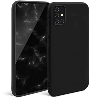 Abbildung von Moozy Minimalist Series Silikon Hülle für Samsung A51, Schwarz Mattes Finish, Dünne, Weiche TPU Handyhülle Schutzhülle