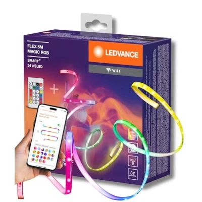 Abbildung von Ledvance SMART+ WIFI FLEX 5M LED Streifen, weiß, 22W, 500lm, dimmbar, dynamisches Magic RGB Lichteffekt, individuelle Lichtfarbenwahl, App steuerbar, lange Lebensdauer, einfache Montage, IP20