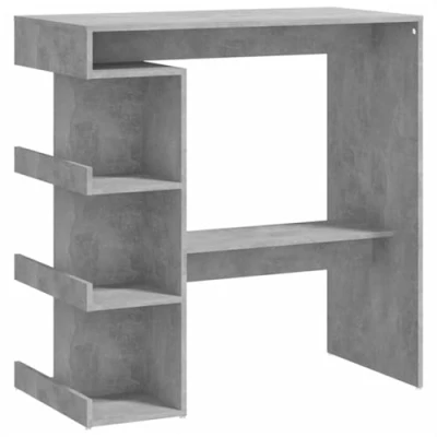 Abbildung von vidaXL Bartisch mit Regal Bartresen Stehtisch Tresentisch Bistrotisch Küchentisch Loungetisch Tisch Betongrau 100x50x101,5cm Holzwerkstoff
