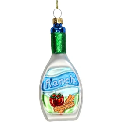 Abbildung von Christbaumschmuck 11cm Glas Salatdressing Figur zum Aufhängen handbemalt &amp; mit Glitzer Weihnachtsbaum Anhänger für Weihnachten Christbaumanhänger Weihnachtsbaumschmuck Flasche Soße Weiß