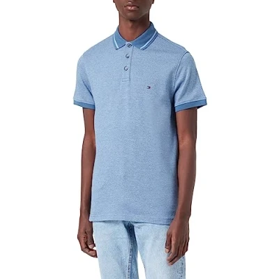Abbildung von Tommy Hilfiger Pretwist Mouline Tipped P Poloshirt, Herren, Größe: Small, Donkerblauw