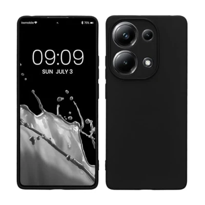 Abbildung von kwmobile Handyhülle kompatibel mit Xiaomi Poco M6 Pro Hülle Handy Case aus weichem Silikon in Schwarz