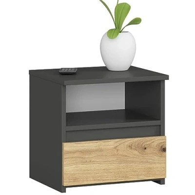 Abbildung von Kommode mit 1 Schublade Schlafzimmer Flur Wohnzimmer Organizer Schubladen 40 cm breit hoch graphit Artisan Eiche Holz Highboard Sideboard Mehrzweckschrank Schrank schmal