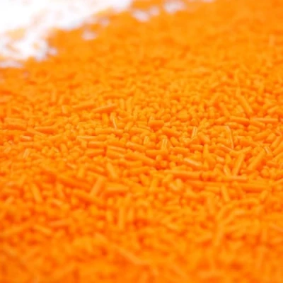 Abbildung von Streuselheld Jimmie`s Orange 80g Streusel zum Dekorieren und Verzieren von Gebäck aller Art wie Torten Kuchen Keksen Zuckerstreusel