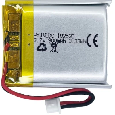 Abbildung von DC 3.7V 900mAh 102530 wiederaufladbare Lithium Polymer Batterie passend für DIY 3.7 5V elektronische Produkte mit eingebautem 2 Draht Batterieaustausch und LED Leuchten