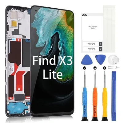 Abbildung von ARSSLY LCD Bildschirm für Oppo Find X3 Lite 5G, CPH2145 Display mit Rahmen 6,43 Zoll Touchscreen Digitazer Assembly Reparaturset