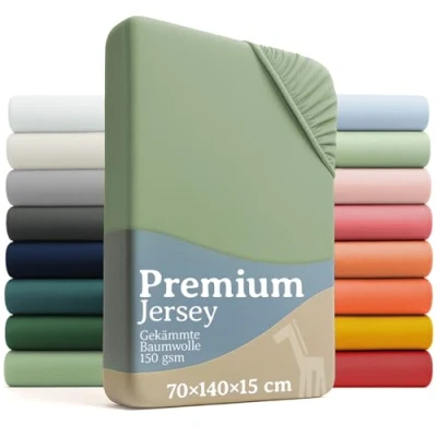 Abbildung von Spannbettlaken Premium für Beistellbett Atmungsaktives Spannbetttuch, Laleni, Gummizug: rundum, (3 Stück), 100% Baumwolle (150 g/m)