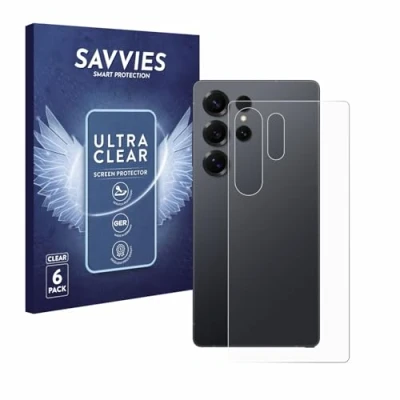 Abbildung von Savvies 6 Stück Schutzfolie für Samsung Galaxy S25 Ultra Enterprise Edition (Rückseite) Displayschutz Folie Transparent