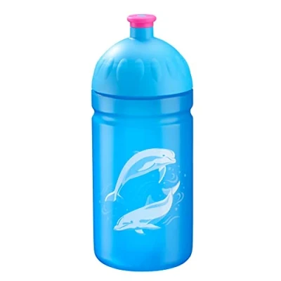 Abbildung von Step by Trinkflasche „Dolphin Pippa“, auslaufsicher, spülmaschinenfest, BPA frei, für Schule, Kindergarten, heiße und kohlensäurehaltigen Getränke, 0,5L, grau blau
