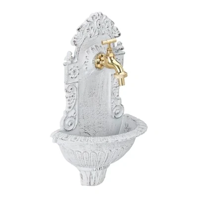Abbildung von relaxdays Gartenbrunnen Wandbrunnen antik, Weiß