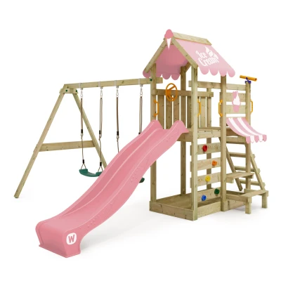 Abbildung von Wickey Spielturm VanillaFlyer Klettergerüst mit Rutsche, Schaukel &amp; Picknicktisch, Unvergessliche Erlebnisse für Kinder 10 Jahre Garantie*