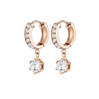 Abbildung von Elli Ohrringe Damen Creolen Elegant mit Zirkonia Kristallen in 925 Sterling Silber Rosé vergoldet