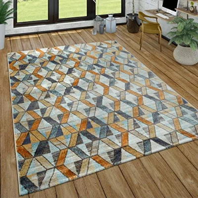 Abbildung von Paco Home Teppich &quot;Jazz 701&quot;, rechteckig, Kurzflor, modernes geometrisches Design und Used Look